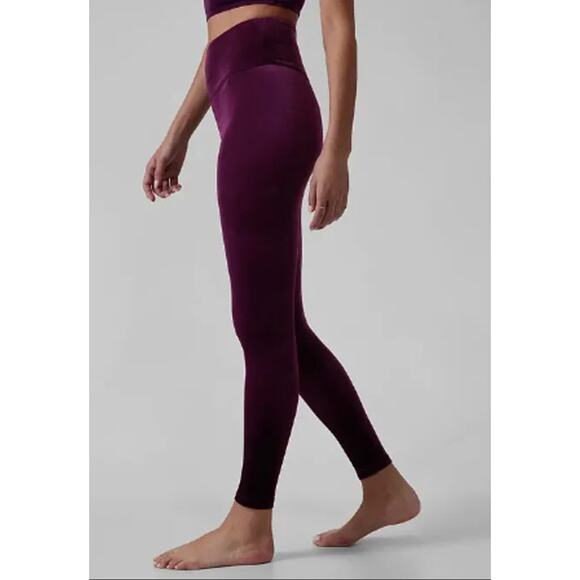 Athleta Elation Velvet Tight Legging Women's XS Purple Full Length Activewear - Picture 1 of 5